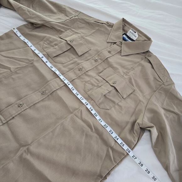Blauer Long Sleeve Tactical Shirt Mens ZIP FRONT Size 18 32-33 Silver Tan Khaki - Picture 8 of 9
